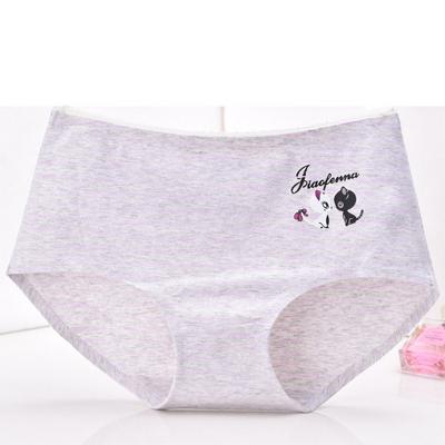 One-Size Cartoon Stripe Cat Pattern Middle Waist Seamless Color Cotton Comfortable Women Briefs
