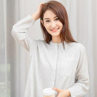 Pure Cotton Double-layer Yarn Nightdress Simple Japanese Style Striped Plaid Home Skirt for Women