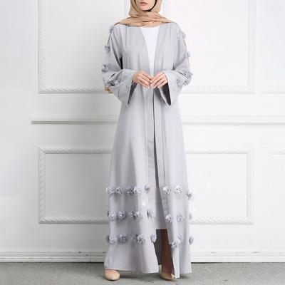 Loriya LR104 New Flower Pattern Muslim Long Dress Loose Round Neck Long Section Muslim Skirt for Women's Middle Eastern Robe