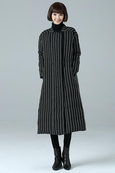 Down Jacket Female Striped Pattern Long with Large Size  