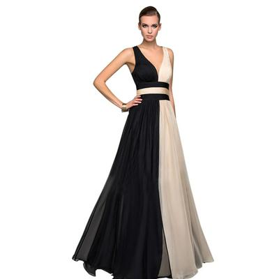 Deep-V Collar Sleeveless Spell Dress Skirt Bare Back Dress