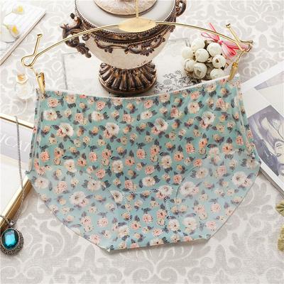 M/L Size One-Piece Ice Silk Printed Seamless Thin Middle Waist Comfortable Women Underpants Briefs