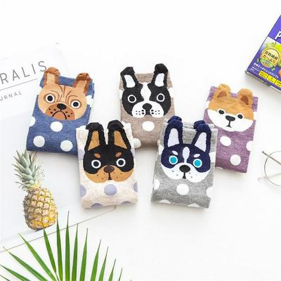 Girls Cute Dog Pattern Cotton Socks Polk Dot Breathable Socks