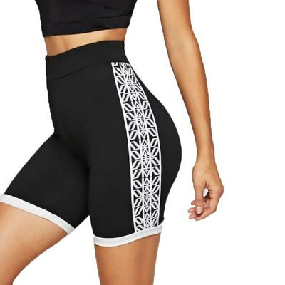 Summer Solid Color Stitching Side-lace Five Points Pants Sports Yoga Stretch Shorts 