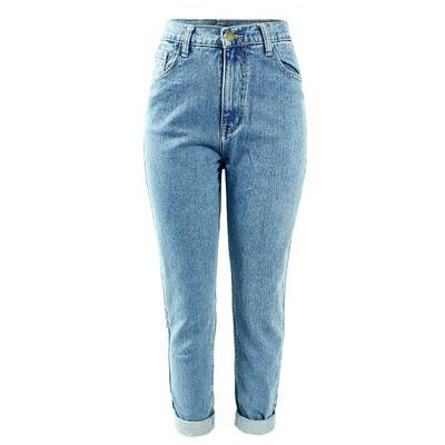Women's Plus Size Jeans - High Waist Straight-leg Relaxed Cotton Denim Pants