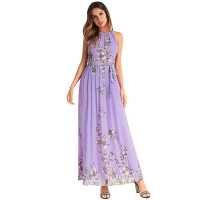 Bohemian Beach Resort Stylish Sexy Long Dress Print Pattern Sleeveless Chiffon Skirt