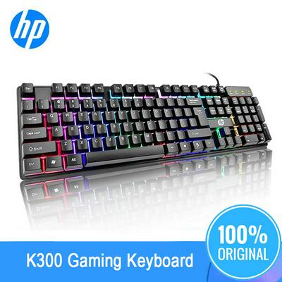 Original HP RGB Keyboard Classic Wired K300 New Mechanical Hand Gaming USB Black & White Keyboard for Notebook Laptop Desktop PC