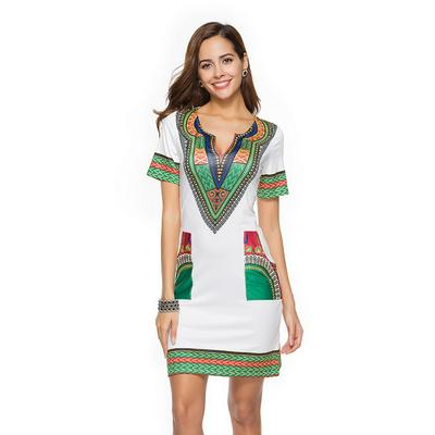 Slim Tight National Style Printed Pattern Women Dress Milk Silk Polyester Pencil Skirt