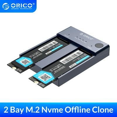 ORICO M.2 NVME SSD Enclosure Dual Bay Offline Clone USB C 3.1 Gen2 10Gbps For M/B Key M Key NVME PCIe SSD Case Hard Drive Reader