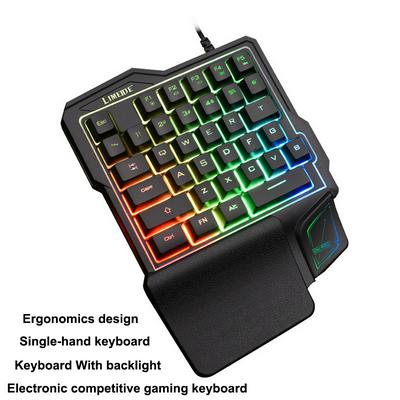 35 Keys Wired Gaming Keyboard LED Hand PUBG LOL Game Keyboard with Backlight USB Ergonomic Mechanical Feeling  