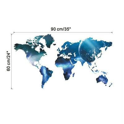 Decorative Self Adhesive Living Room Bedroom Office World Map Decal Blue Removable Mural Wall Art Sticker Home Decor DIY