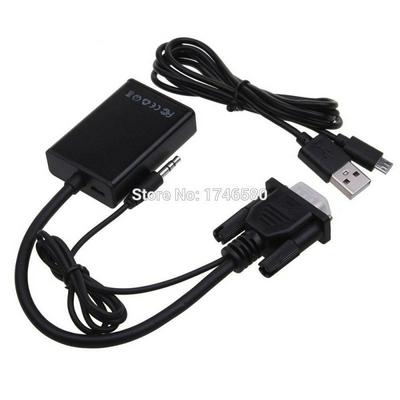 VGA to HDMI Converter Adapter Output 1080p HD with Audio VGA2 3.5mm TV AV HDTV Video Cable for TV PC
