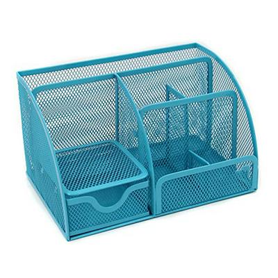Mesh Office Desk Organizer with 6 Compartments + Drawer 