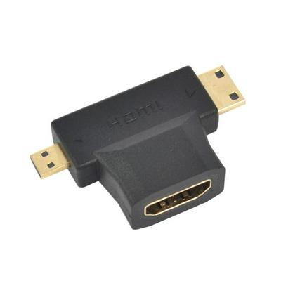 3 in 1 HDMI to Micro HDMI Male + Mini HDMI Male Cable Adapter T Shape Converter for HDTV 1080P Cables 
