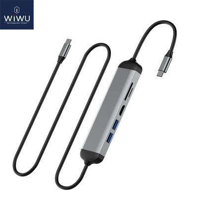 WIWU Alpha 521H Type C Hub for MacBook Pro Air 4K HDMI Fast Charging PD 1.5m Cable Adapter USB 3.0 Hub Dock for Huawei