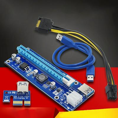 60CM PCI Express 1X to 16X PCIE Riser Card For BTC Miner Machine Overcurrent Protection USB Cable SATA To 6Pin  