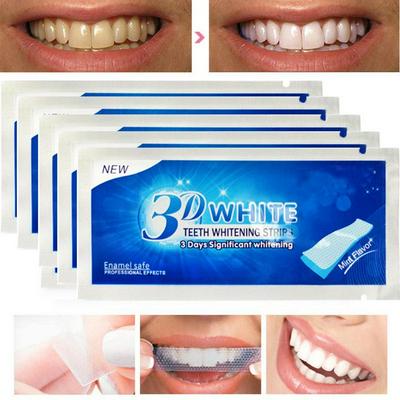 14 Pairs 3D Teeth Whitening Gel Strips Dental Bleaching Elastic Tooth Whitening Bleaching + Colour Card