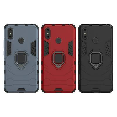Black Leopard Series Armor 2 in 1 Detachable with Finger Ring Bracket Viewing Stand Support Hard PC + Soft TPU Hybrid Back Cover Case for Xiaomi Mi Max 3