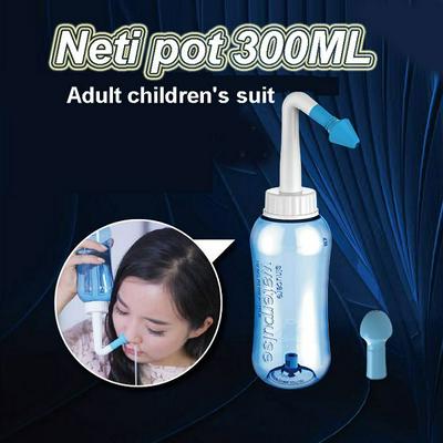 Waterpulse English Version 300ml Portable Blue Children Adults Neti Pot Nose Set Nose Daily Cleansing Tools for Allergic Rhinitis