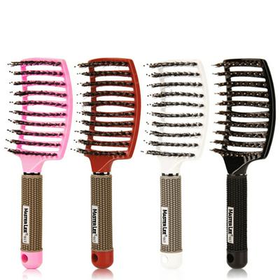 Salon Professional Big Bend Curved Row Curly Ribs Pig Mane Nylon Hair Brush Massage Comb for Women Hairdressing Supplies