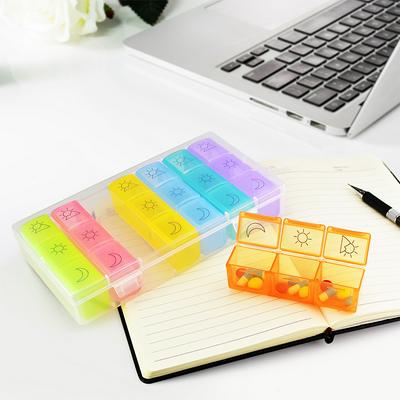 Second Generation Portable Travel Pill Storage Box Stored for One Week Metering Moisture-Proof Keep Dry Large Compartment for Hold Vitamins Supplements Drugs