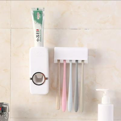 Creative Automatic Lazy Toothpaste Dispenser Lazy Toothpaste Squeezer 5Pcs Toothbrush Holder for Bathroom 