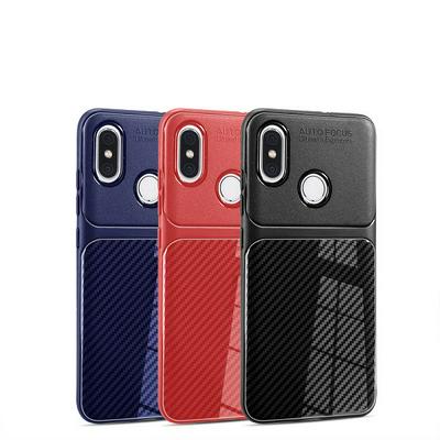 Solid Color Carbon Fibre Pattern Soft TPU Back Cover Case for Xiaomi Mi 8 