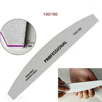 Half Moon Shaped Toothed 100/180 Sanding Buffer Block Pedicure Manicure Buffing Polish Beauty Tools Professional Grey Nail Files 