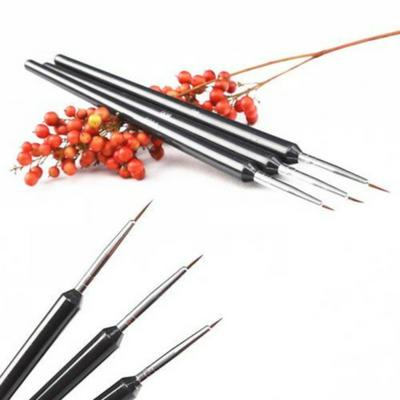 3pcs Tiny UV Gel Acrylic Nail Art Tips Liner Drawing Pen Brush Painting Tool Set