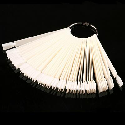 50pcs/lot Fan Shaped Natural False Nail Tip Sticks Colored Practice Training Pops Nail Polish UV Gel Color Palette Card Display 