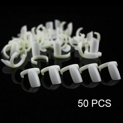 50 Pcs Acrylic Full Nail Tips Polish UV Gel Color Pops Display Nail Art Ring Style Nail Tips Display
