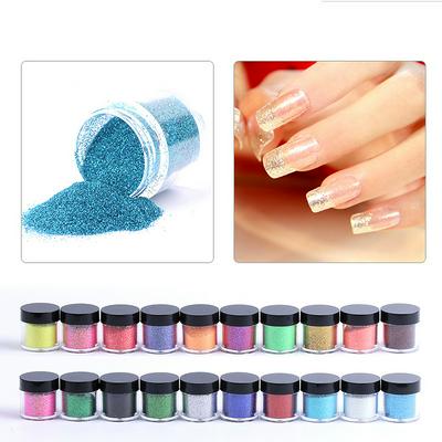 10g/box Laser Nail Sequin Paillettes Nail Art Glitter Sparkles Nail Art Decorations with Brush