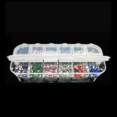 3000pcs 12 Colors 2mm Glitter Round Colorful Acrylic Nail Decoration Rhinestones with Hard Case DIY Nail Art Decorations