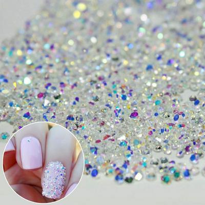 Shiny 1.2mm Crystal Pixie AB Clear Glass Micro Rhinestones for Nails Crystals Nail Art Decorations Nail Design 