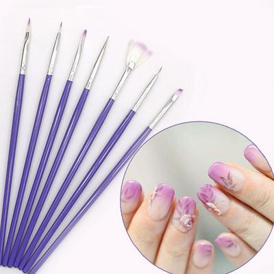 7PCS/Set Nail Art Brush Pen Dotting Painting Drawing Fan Line Builder Design Polish Gel UV Tips Decoration Manicure Tools Beauty