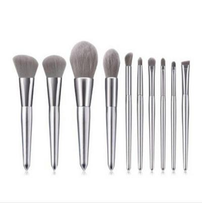 10pcs Multi-function Elegant Silver Color Makeup Brushes Set Soft Cosmetic Beauty Tools
