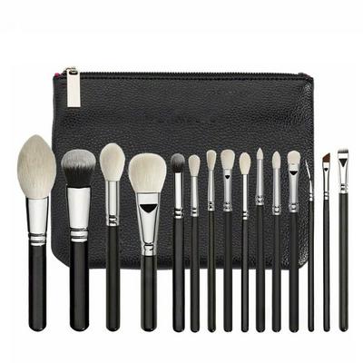15pcs Black Handle White Hair Tip Makeup Brushes Set Multi-function Beauty Tools