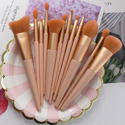 12pcs Makeup Brush Set Lotus Pink Beginner Multi-function Beauty Tools with Portable Storage Bag