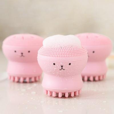 3pcs Lovely Cute Animal Small Octopus Shape Shape Silicone Facial Cleaning Brush Deep Pore Cleaning Exfoliator Face Washing Brush Skin Care