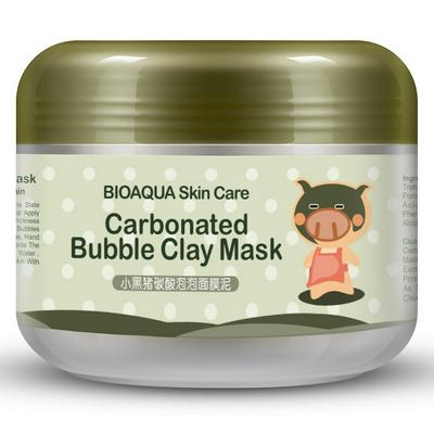 BIOAQUA 100g Cute Black Pig Carbonated Bubble Clay Mask Winter Deep Cleaning Moisturizing Skin Care