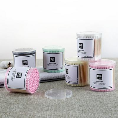 1200 pcs/ 6 boxes (Random colors) Color Pointed Spiral Dual-use Cosmetic Cotton Swabs
