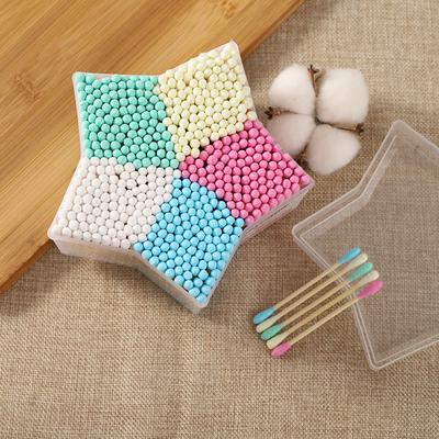 500 pcs Disposable Double-head Multi-purpose Color Cotton Swab Pentagram Boxed Cleaning Cotton Stick