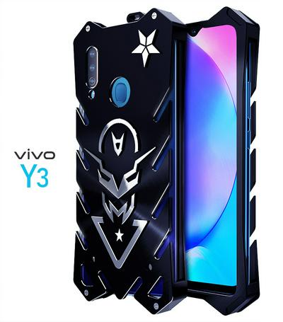 Luxury 3D Armor Anti-Scratch Hard Aluminum Alloy Metal Bumper Full Protective Back Cover Case for Vivo Y3 / Y17