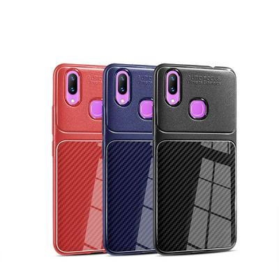 Solid Color Carbon Fibre Pattern Soft TPU Back Cover Case for Vivo X21 