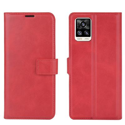 Square Buckle Calf Pattern Flip Folio Leather Case for vivo V20 Wallet Style Cover with Stand and Card Slots