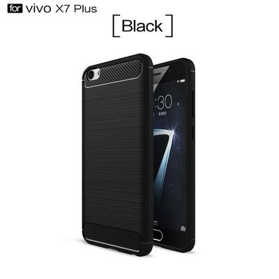 Carbon Fiber Brushed Shockproof Non-Slip Soft TPU Back Cover Protective Case for Vivo X7 Plus