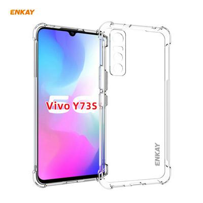 ENKAY Hat-Prince ENK-PC077 Four Corners Thickened Anti-drop Transparent Soft TPU Phone Case with Non-slip Strip for Vivo Y73s