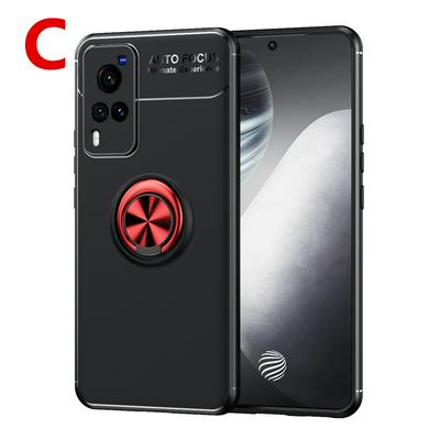 For vivo X60 5G Metal Ring Bracket All-inclusive Shock Absorption Anti-fall Extra Thin Soft TPU Back Cover Case