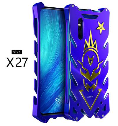 Luxury 3D Vulcan Series Armor Anti-Scratch Hard Aluminum Metal Bumper Full Protective Back Cover Case for vivo X27