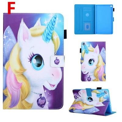 Colored Painting Shockproof Side Flip PU Leather + Soft TPU Magnetic Buckle with Card Slots Picture Frame and Stand Wallet Case for Amazon Fire HD 8 (2016) / (2017) / (2018)